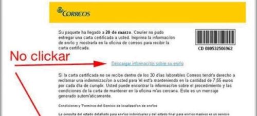 Imagen de pantalla de falso email con virus ransomware